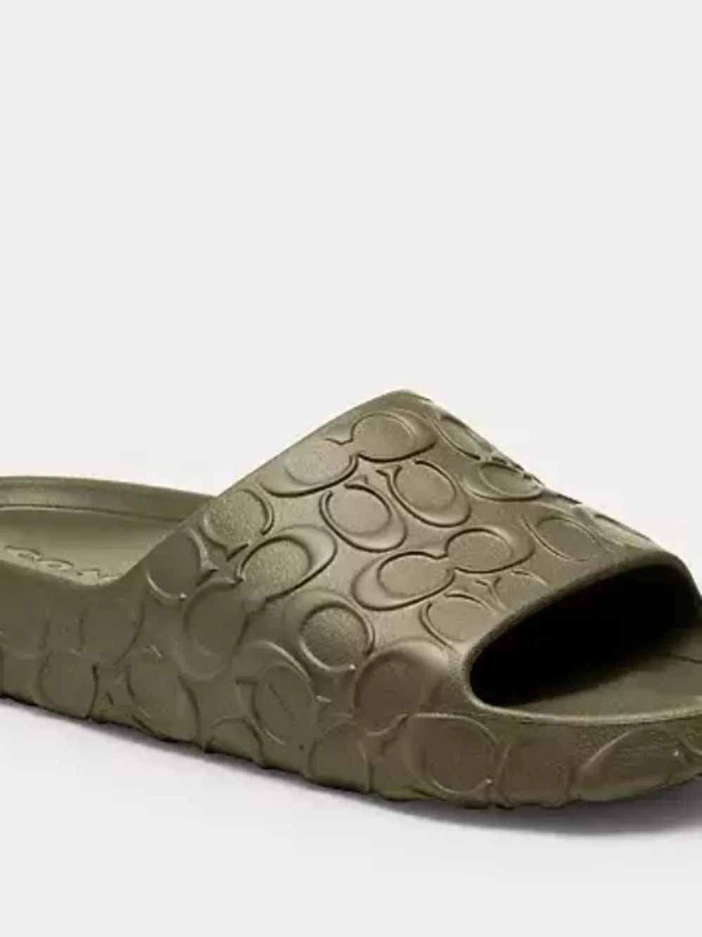 Coach Olive Green Embossed Logo Slide